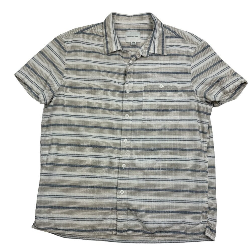 American Eagle Linen/Cotton Blend Short Sleeve Button Down Shirt Men's Size M
